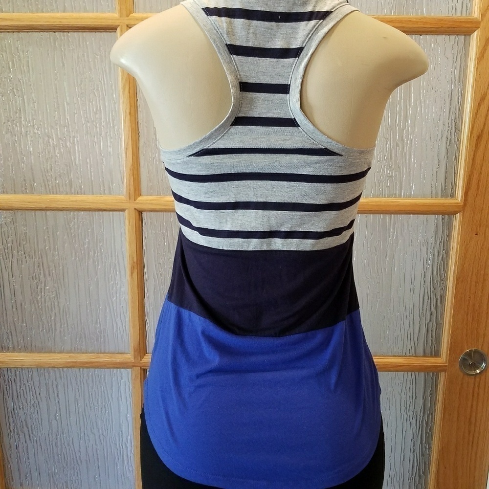 GAP Knit Blue & Gray Button Racerback Tank - Picture 8 of 8